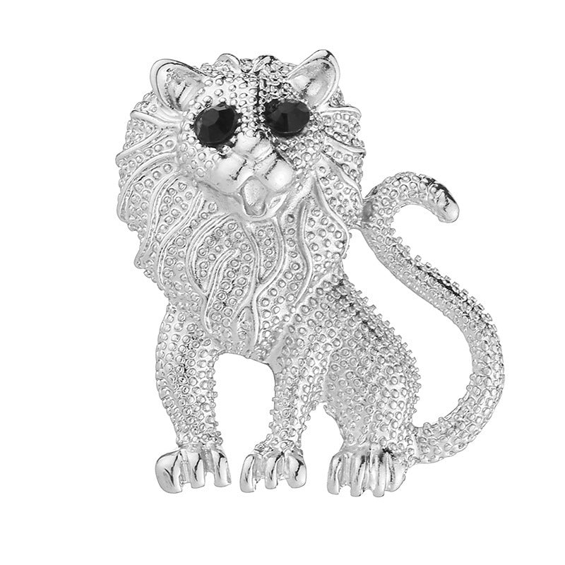 Fierce Tête Lion et Tigre Brooch Vintage Personnalisé