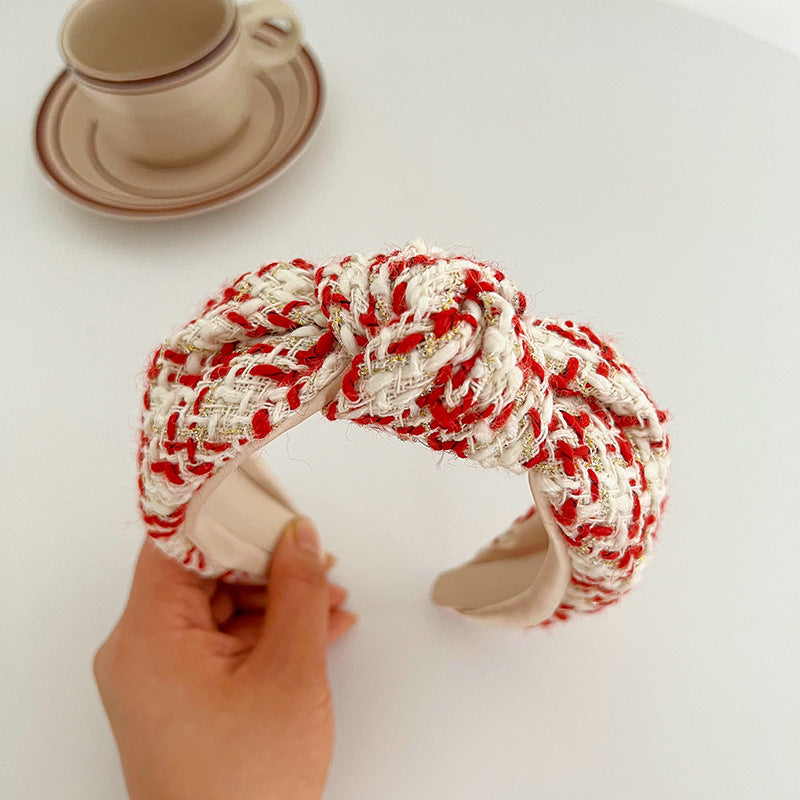 Série rouge de Noël large brim cheveux pression noeud dans le bandeau moyen