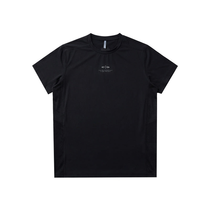 Outdoor Breathable Reflective-print Col d'équipage Haut à manches courtes