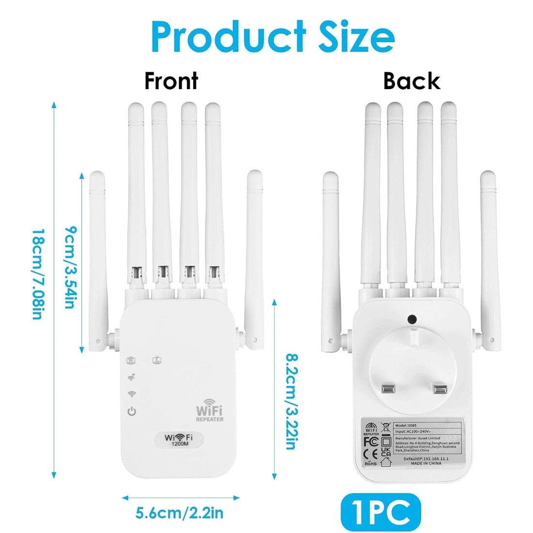 Amplificateur de signal à double bande, répéteur sans fil Gigabit 1200M