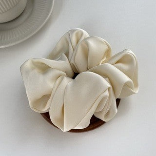 Crème Texture Silky Satin French Black Large Intestine Hair Ring