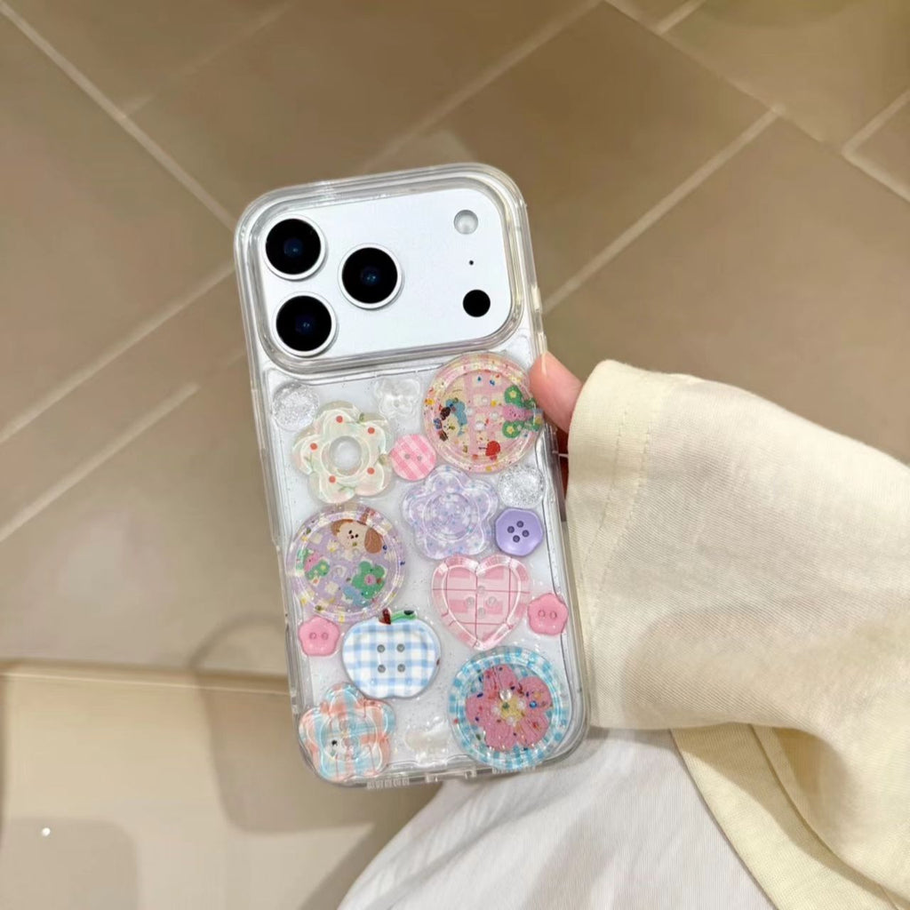 Étui 3D Epoxy Flower Bouton Téléphone