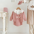 Newborn Handmade Flower Deux-pièces Knitted Cardigan Jumpsuit