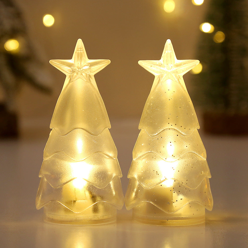 Décorations de Noël Arbre de Noël transparent cristal nuit lumière bougie numérique Atmospe