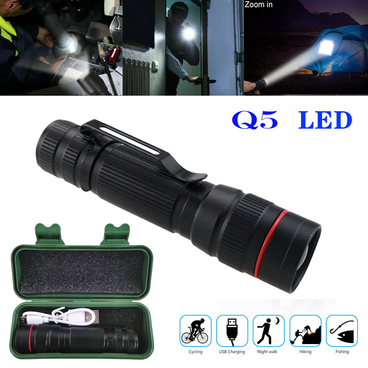 250000LM USB lampe de poche rechargeable LED Mini stylo lampe tactique torche petite lampe