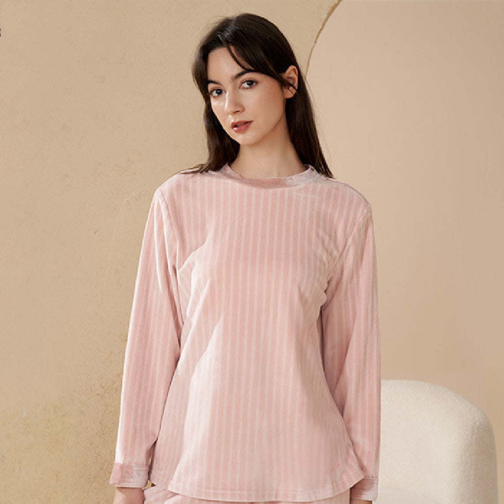 Pyjamas de velours de corail L'automne des femmes et le velours d'hiver Épaisseur Outfit Flannel Casual Plu