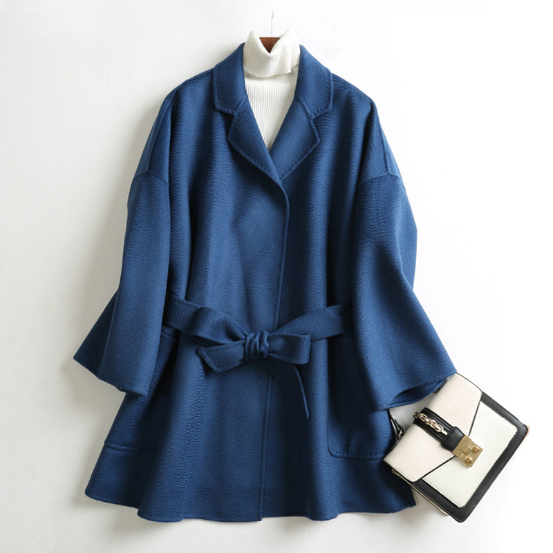 Manteau à double face en laine de longueur moyenne