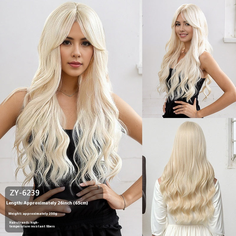 Wig Simulation Hairline Women's Team Anchor 60cm Micro-volume Long Headgear