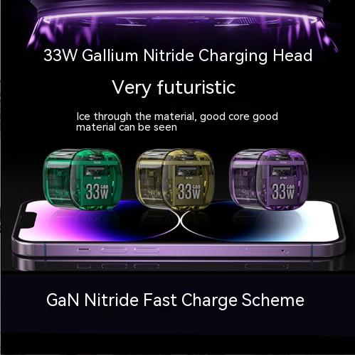 Gallium Nitride Transparent Punk Mecha Chargeur Mesure moyenne Fiche de charge Super rapide