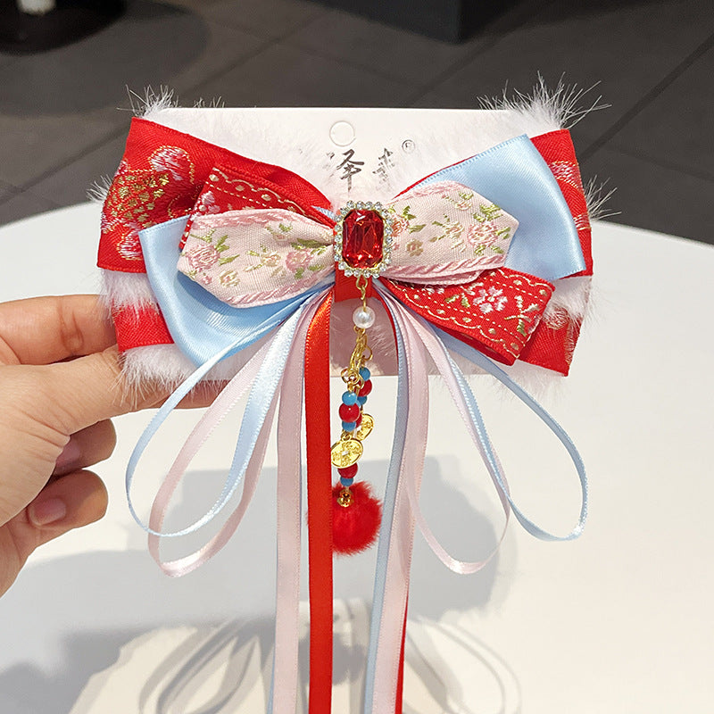 Accessoire pour les cheveux de style chinois Red Bow