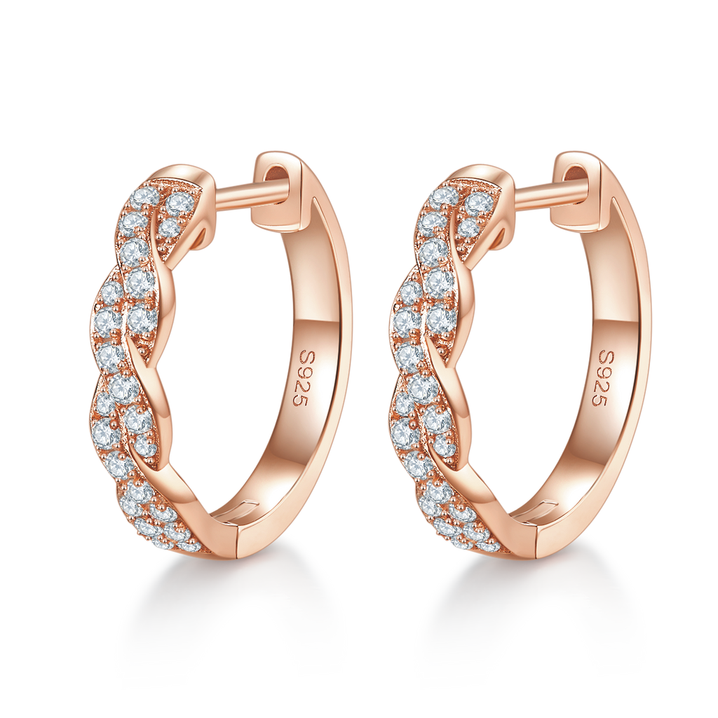 3.6g S925 Boucles d'oreilles en mossanite en argent sterling Boucles d'oreilles en boucles torsadées 17 mm avec GRA
