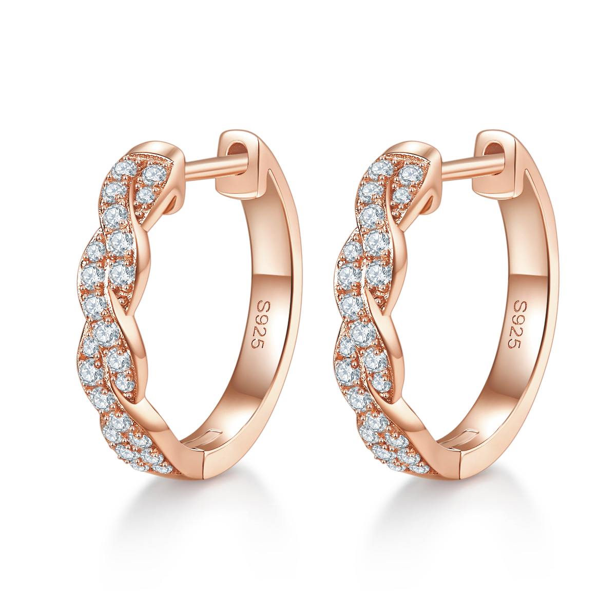 3.6g S925 Boucles d'oreilles en mossanite en argent sterling Boucles d'oreilles en boucles torsadées 17 mm avec GRA