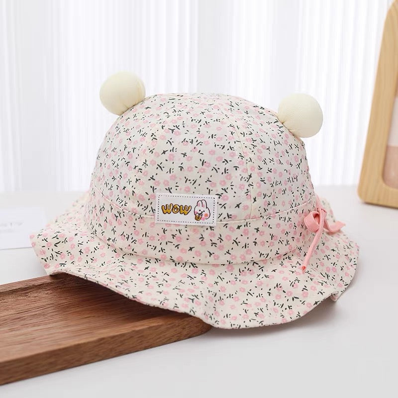 Summer Girls' Floral Print Brim Wave-edge Doux et confortable chapeau respirant