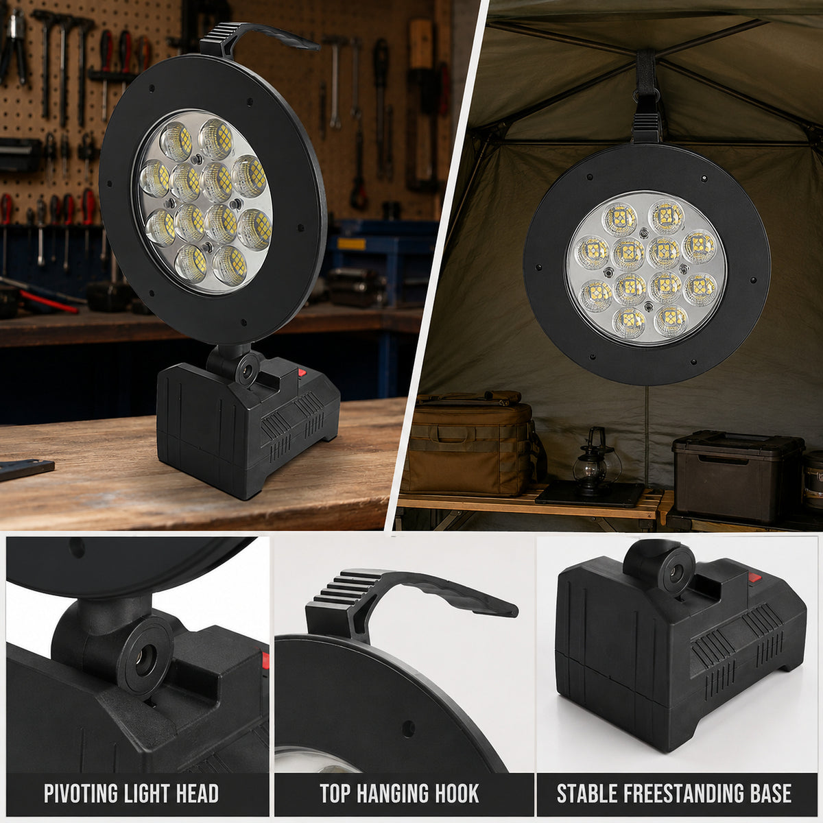 Solar Powered Réchargeable Batterie Display Power Bank Fonction LED Flood Light W873A Sortie