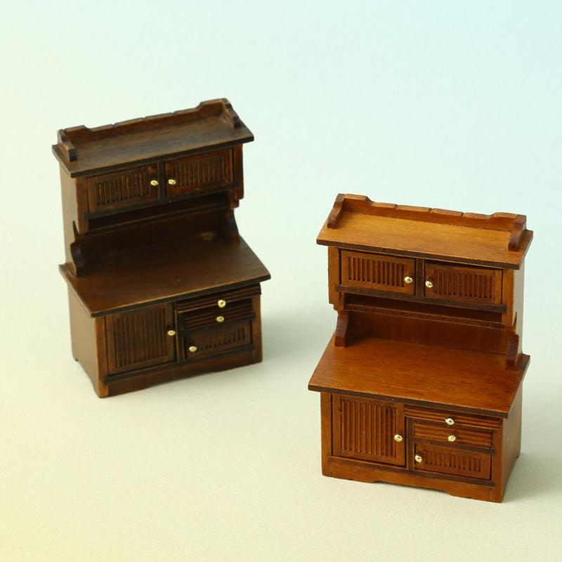 Miniature Dollhouse avec meubles et décorations Double porte buffet et bibliothèque