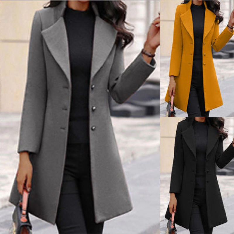 Manteau de laine d'hiver pour femmes - Pardessus chaud classique pour temps froid