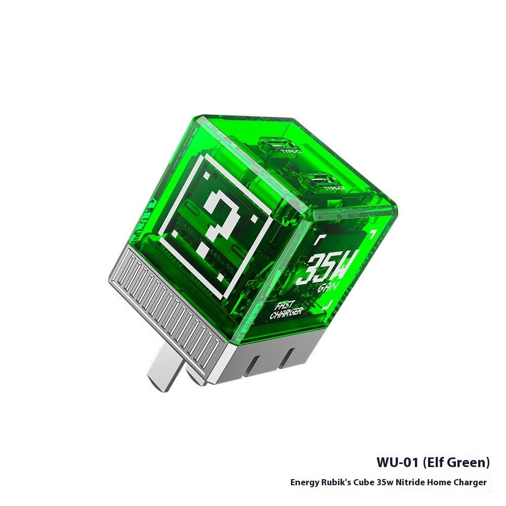 WK Double C Gallium Nitride Charge Plug Transparent Cube