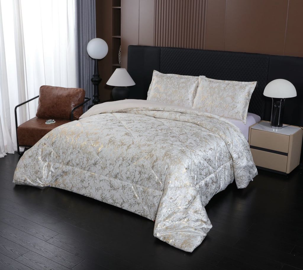 Set de confort de style métallisé 3 pièces pour la Reine Et Roi