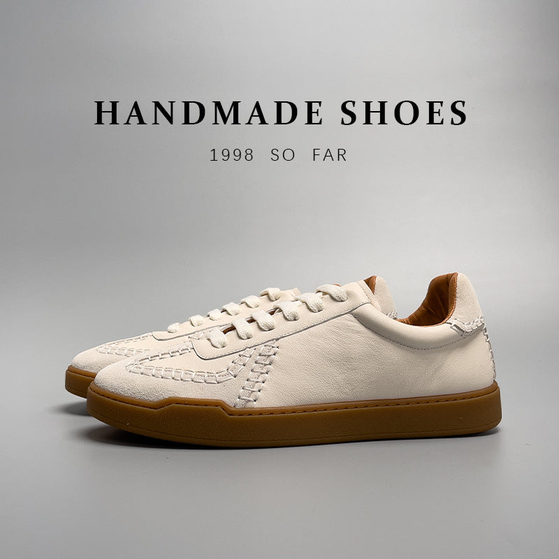 Basket Basket Chaussure Blanc Homme en cuir véritable taille basse