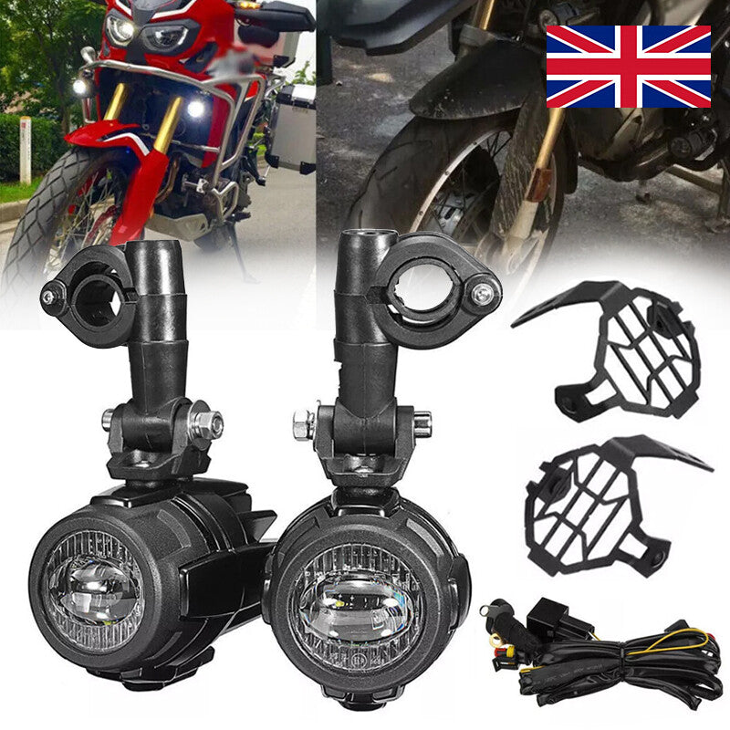2x Black Motorcycle LED Spot Light Lampe de phare auxiliaire