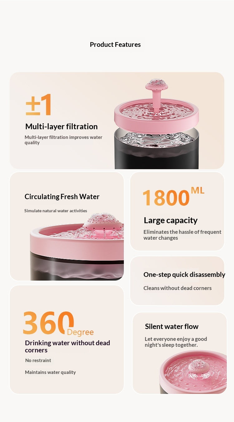 Filtrage automatique Fontaine d'eau pour animaux de compagnie circulant