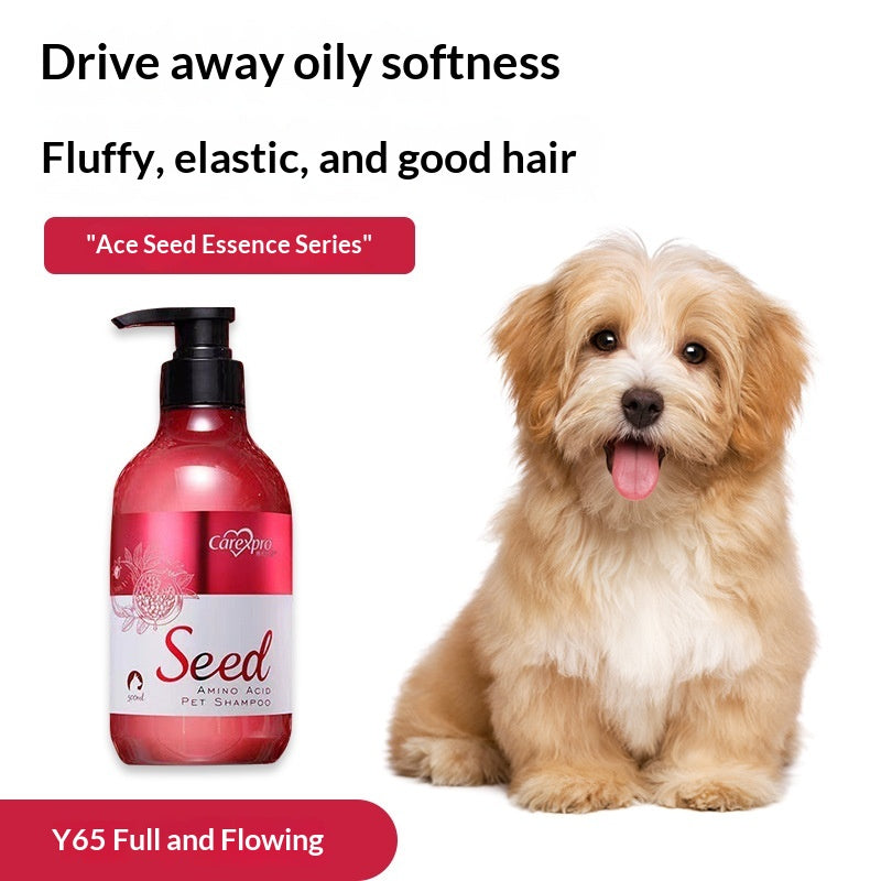 Shampooing animal avec des extraits de graines et des acides aminés pour soins de la fourrure