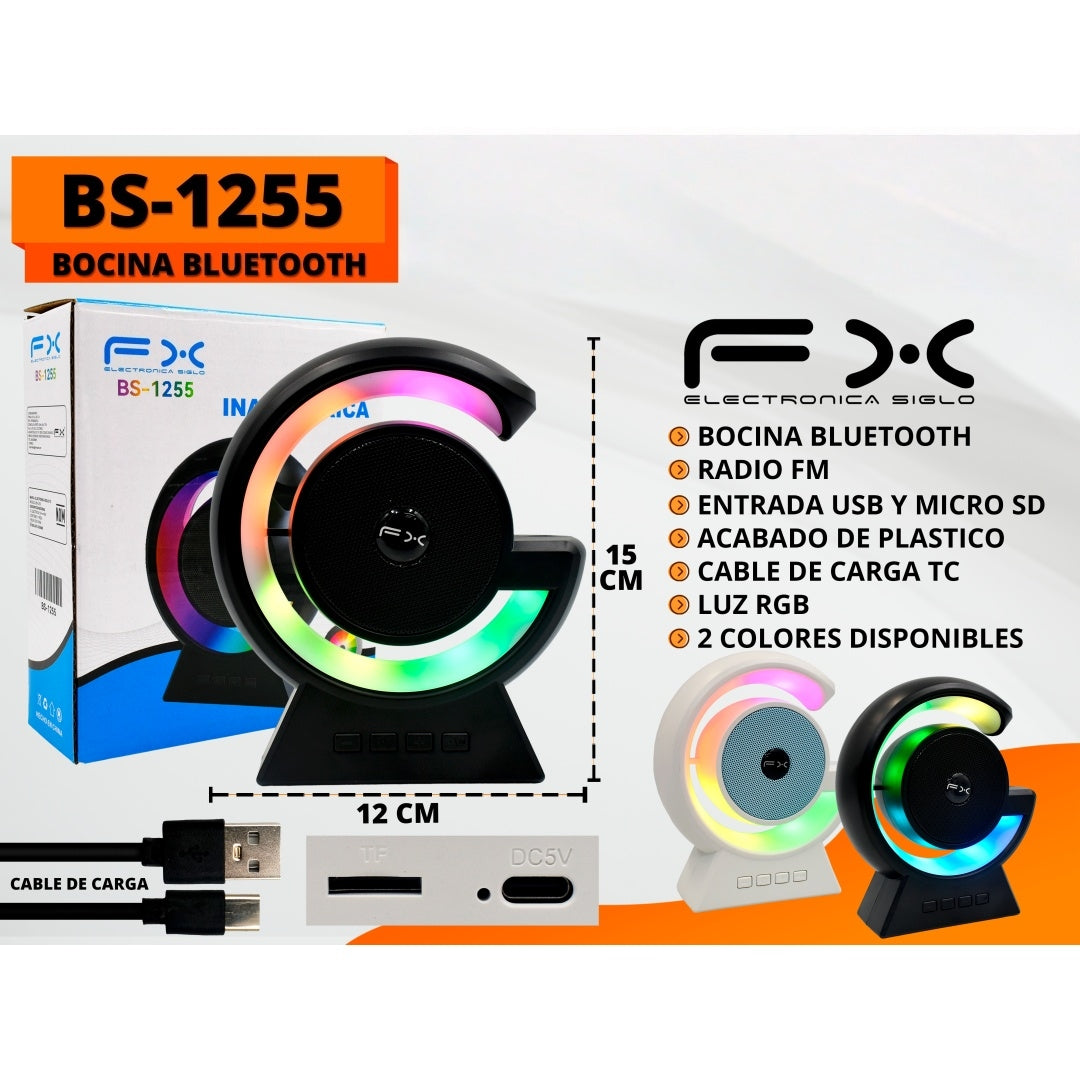 Haut-parleur Bluetooth blanc avec lumières colorées