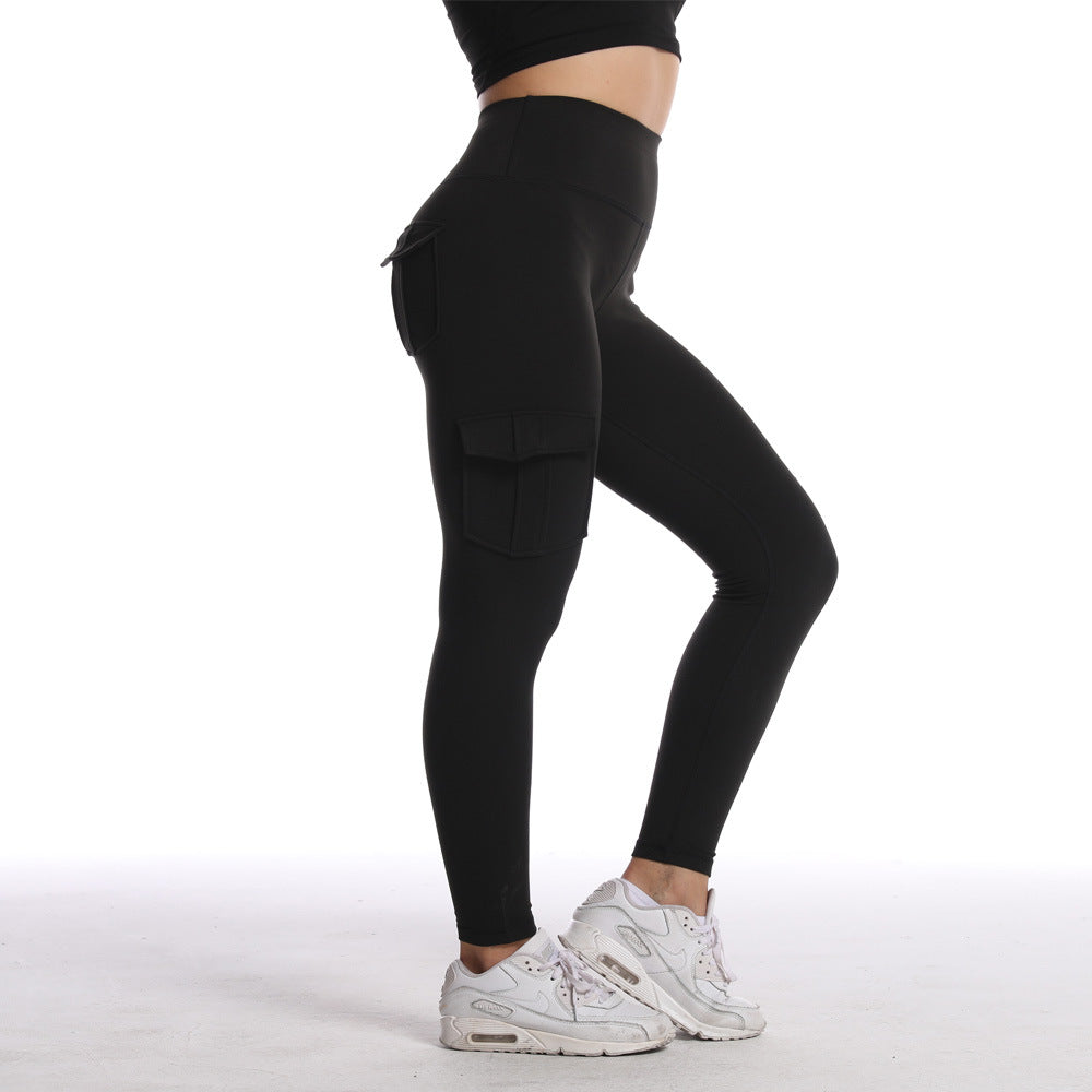 Sports multi-poches brossé Naked-Feel Yoga Slimming Tight Leggings pour les femmes avec haute Wa