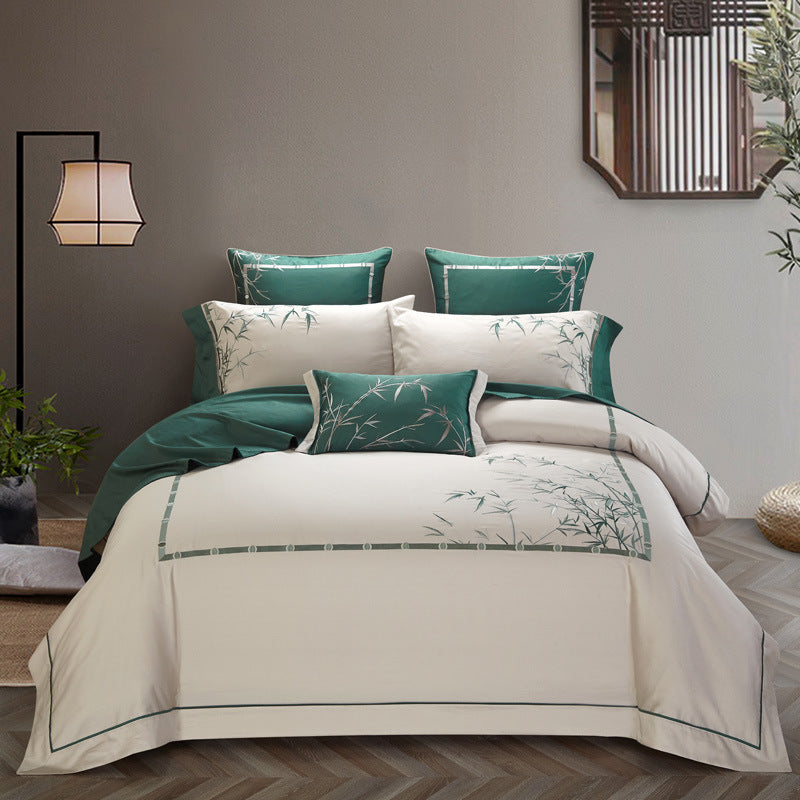Brodé de style chinois 60-count Cotton à longue distance Literie