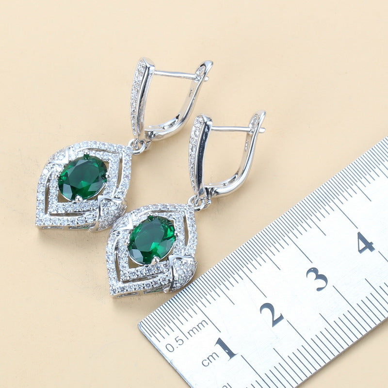 Boucles d'oreilles pendentif en étoffe gemme Collier Anneau Mesdames Ensemble de trois pièces