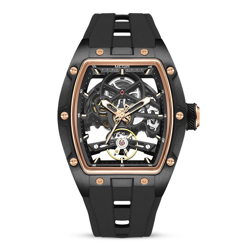Homme en acier inoxydable Shell automatique Hollow Montre mécanique