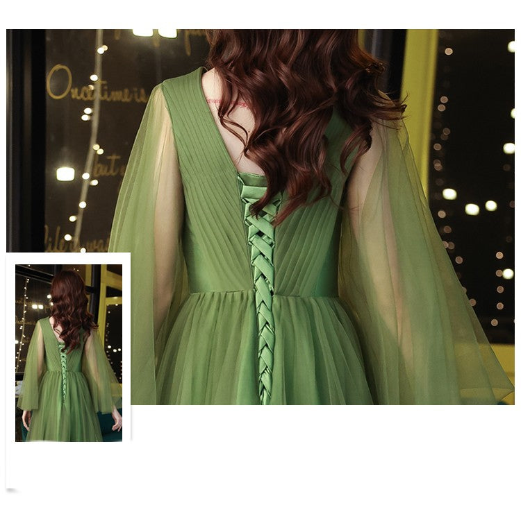Robe de mariée verte Guzheng Art Examen Solo