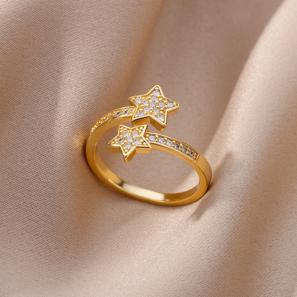 Hot-Selling 18K Gold-Plate entièrement diamante Luxury Non-Fading Anneau ouvert pour les femmes