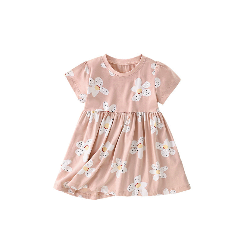 Girls' Western Style Short-Sleeved Princess Dress
