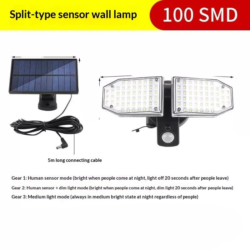 Lampe solaire à double tête avec ampoules séparées