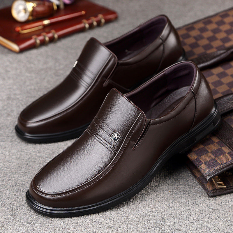 Chaussures décontractées en cuir véritable en cuir d'une semelle plate ronde pour hommes