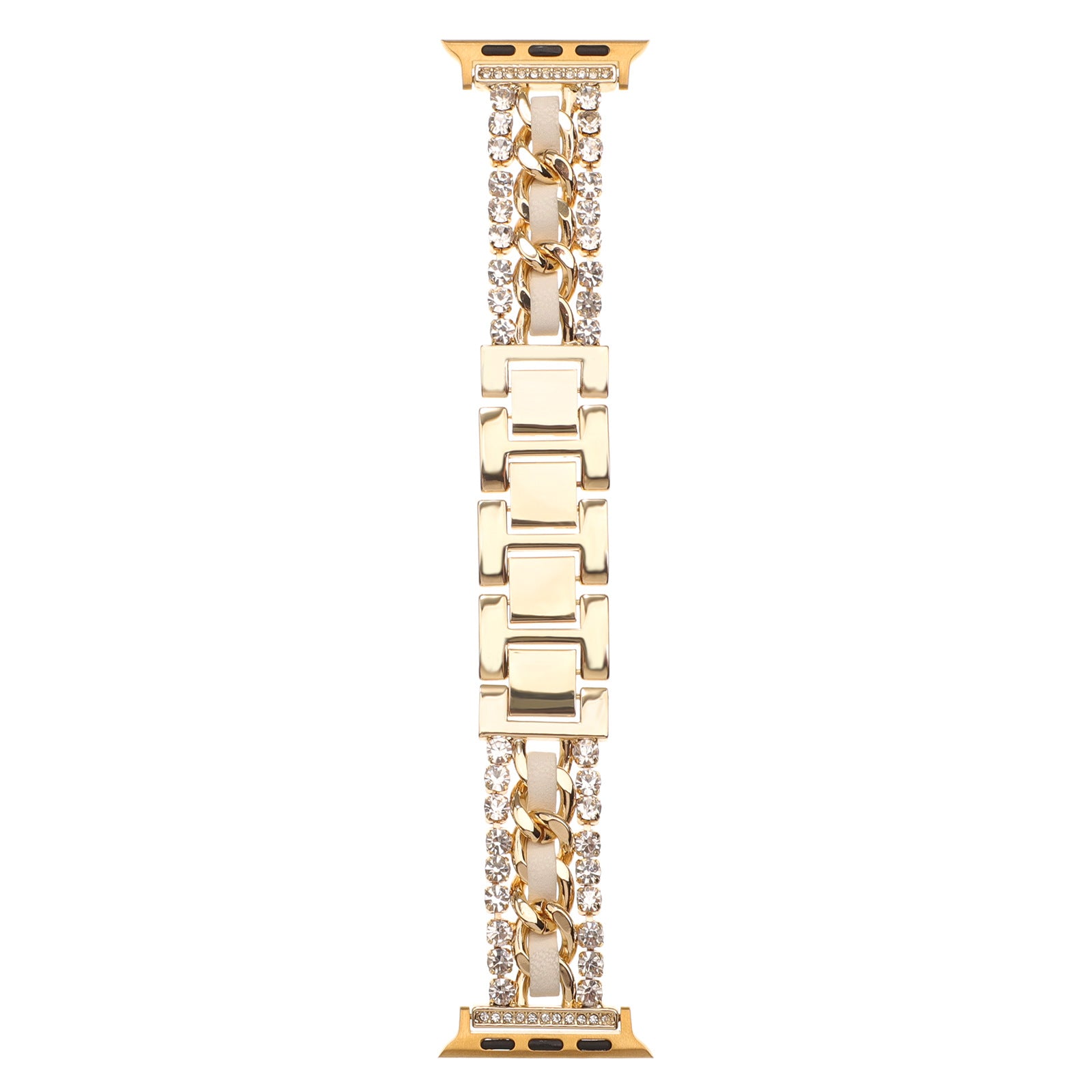 Bracelet en cuir de style Chanel avec éléments métalliques incrustés de diamants