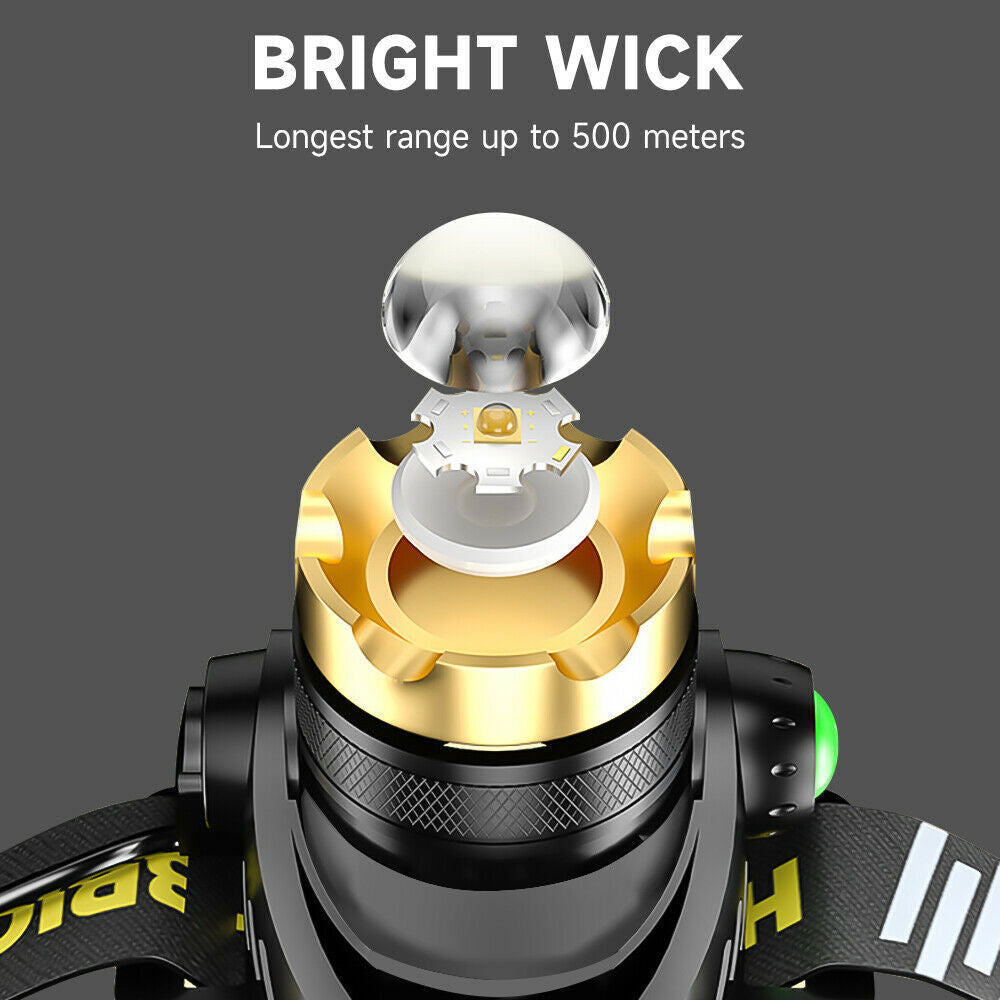 Super Bright 150000LM BATTERY LED phare USB phare lampe de poche