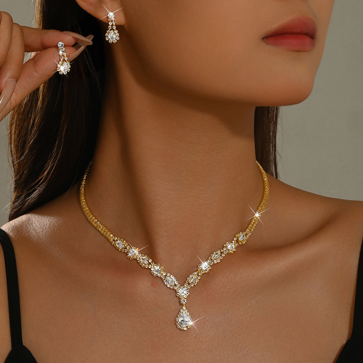 Femmes 2 Pcs French Style Light Luxury Ensemble de bijoux pour mariée