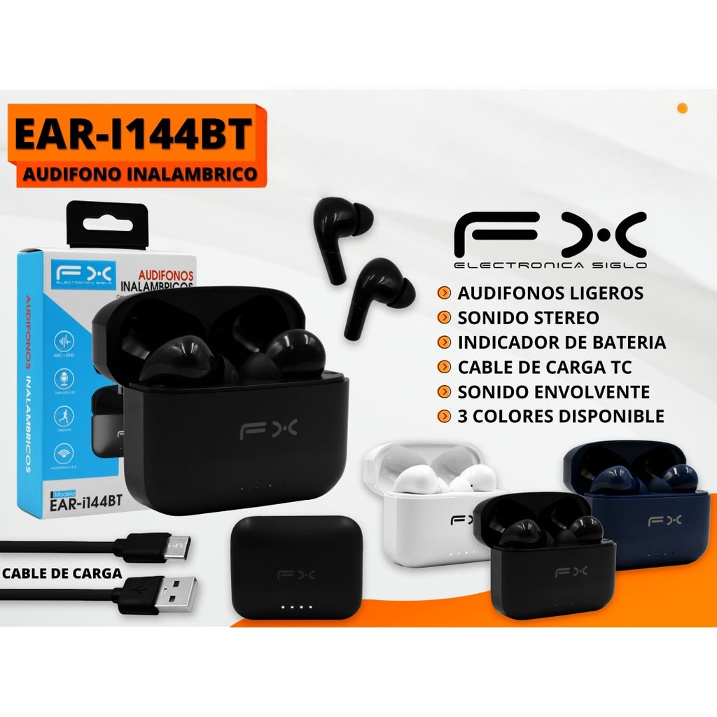 Ecouteurs Bluetooth Blue In-ear True sans fil - Son stéréo léger avec boîtier de charge