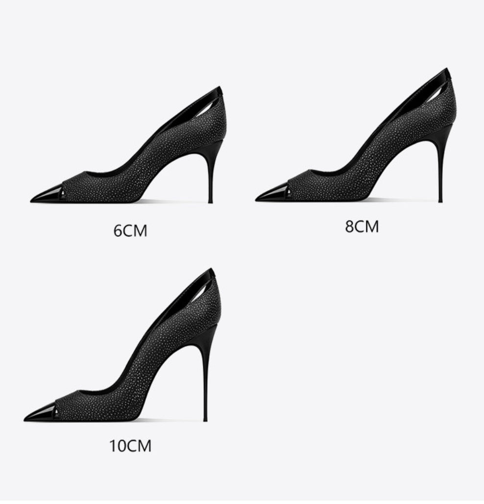 Black Patchwork Talons hauts pointus pour les femmes