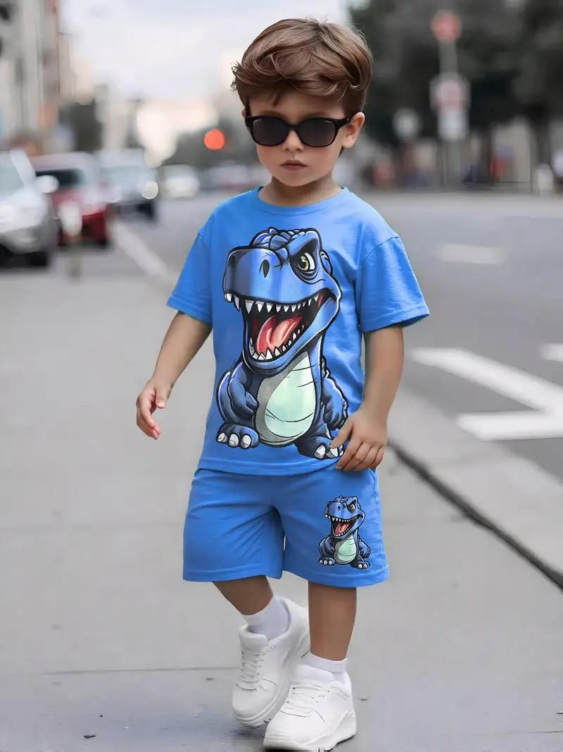 Ensemble à manches courtes de style dinosaure pour jeunes enfants