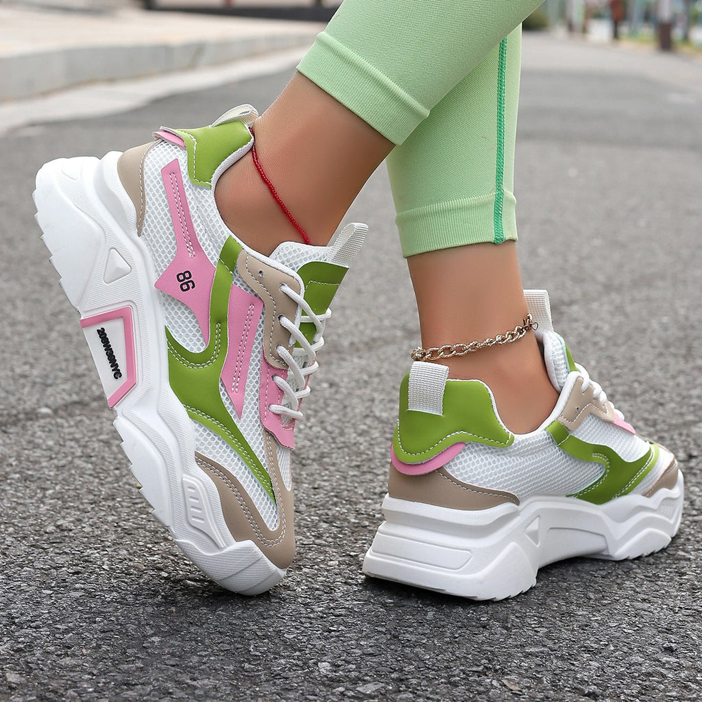 Femmes Casual Sporty Floral Mesh Respirant Chaussures d'ascenseur à semelle épaisse