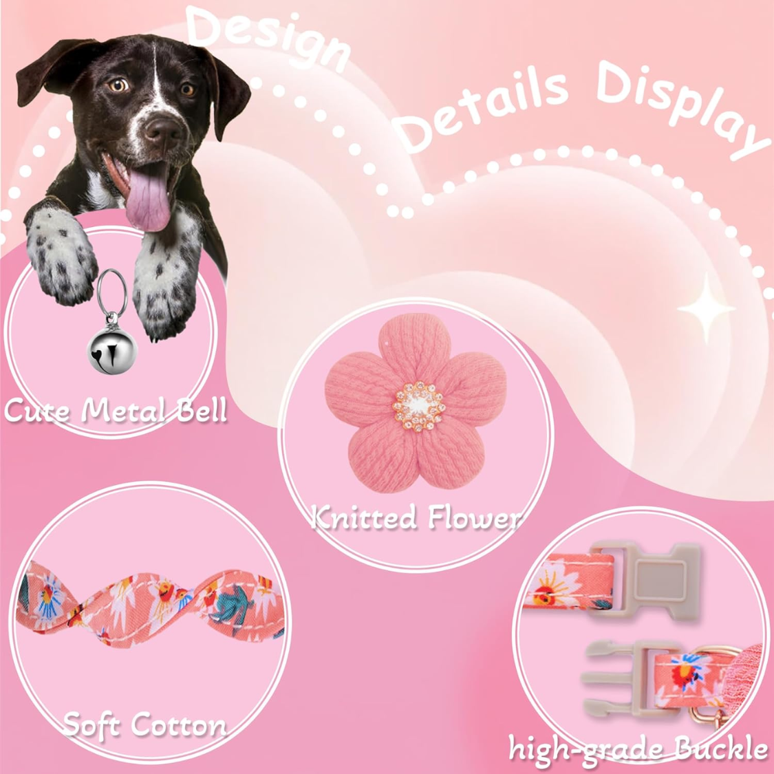 Petit collier de chien avec fleur