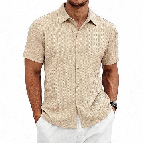 Polo d'été Jacquard de style européen et américain avec col tournant