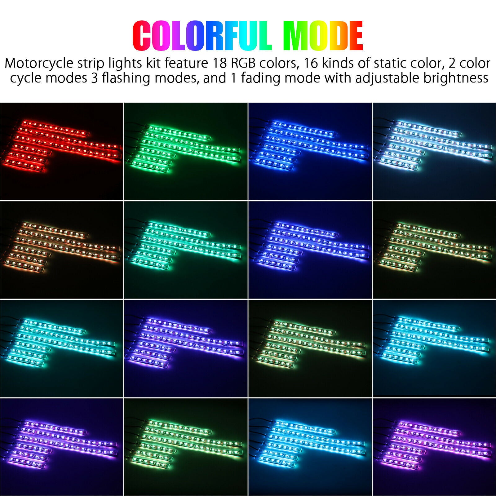 Éclairage ambiant RGB de 7 couleurs avec contrôle d'application moto
