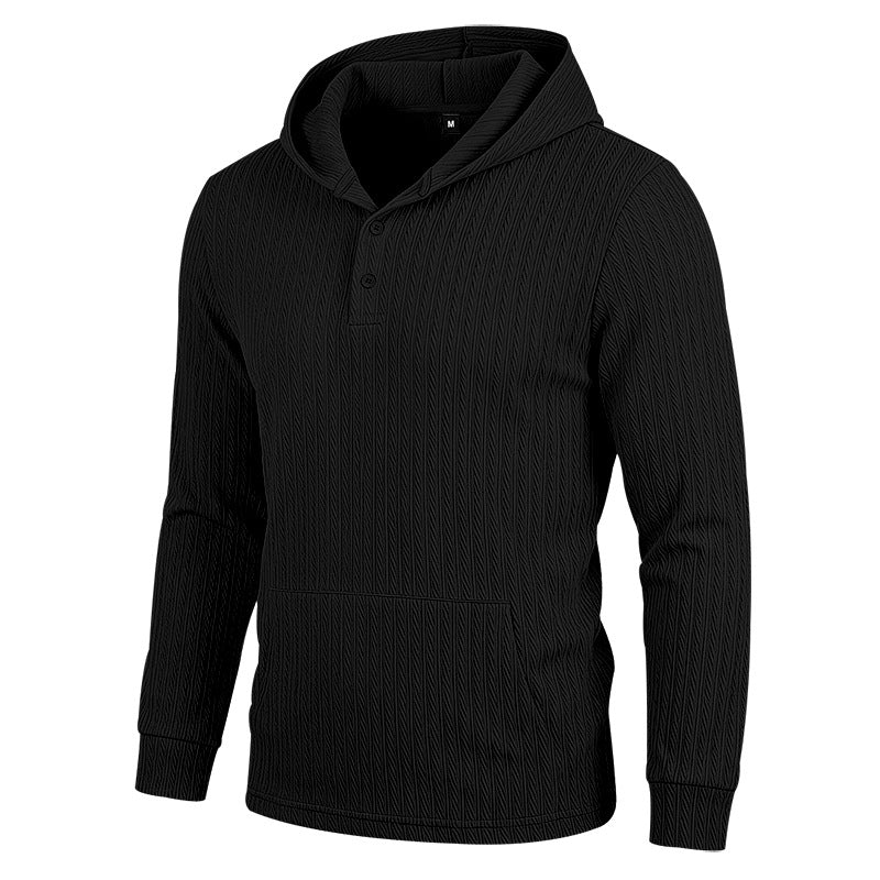 Herringbone Jacquard Texturé Casual Hommes Hoodie