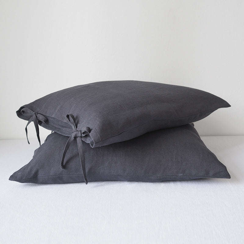 Linen Pillow with Tie Straps Spring/Summer Solid Color
