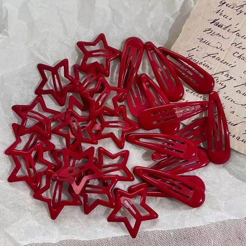 Bangs avec Wispy Strands monté sur le côté Red Starforme Drop Hair Clip