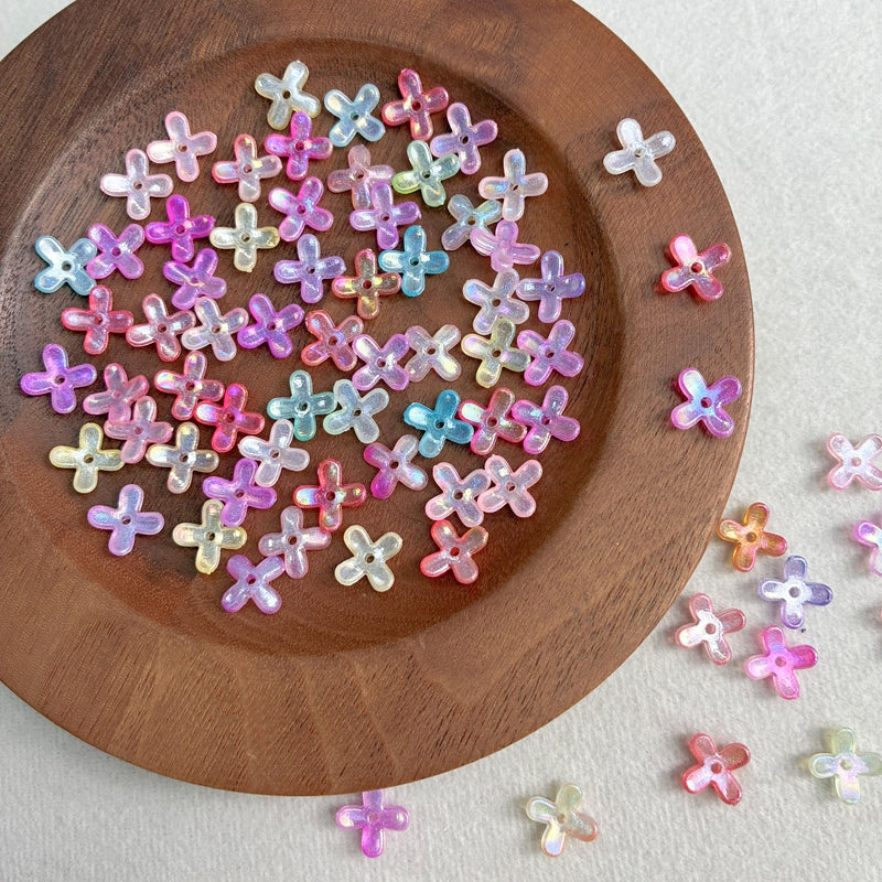 Perles de fleurs acryliques 4-Petal Lumineuses Glow-in-the-Dark